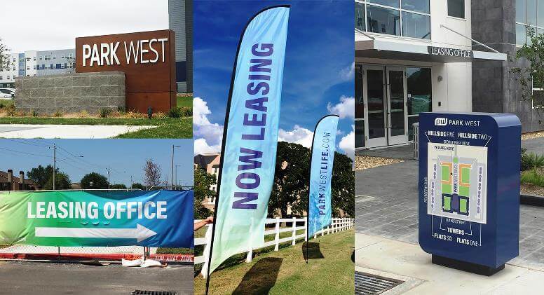 A collection of signs targeted towards multi-unit housing